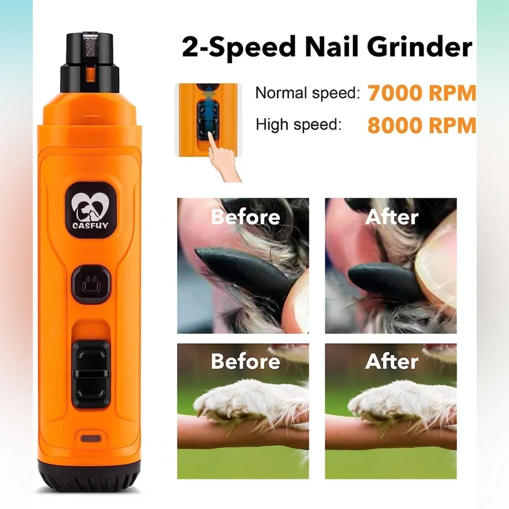 Casfuy Dog Nail Grinder with 2 LED light NWOT